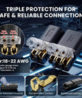 60 Pcs Quick Disconnect Wire Connectors Kit With 50 Two Pin And 10 Three Pin Plug In Connectors And Locking Buckle For LED Strip Lights Auto And Marine Projects Includes Transparent Storage Box, 18-22 AWG