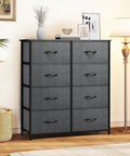 Roomy 8-Drawer Fabric Dresser For Bedroom Closet Dorm And Living Room, Tall Chest Of Drawers With Foldable Fabric Drawers