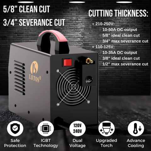 2024 Upgraded Dual Voltage 50A Plasma Cutter With Five Eighths Inch Clean Cut And Three Quarters Inch Severance Cut, 16mm And 20mm Capacity, Heavy Duty Metal Cutting Machine For Home Shop, 120V Or 240V