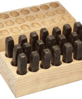 07273 27 Piece Heavy Duty Stamp Letter Set In Steel With Five Sixteenth Inch Character Size in wooden holder