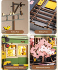 Sakura Journey Tram 3D Wooden Puzzle Kit For Adults 223 Pieces Hands On Model Car Building Set Chill DIY Craft Gift For Vintage Tram Lovers And Cherry Blossom Fans, cherry blossom tram detail