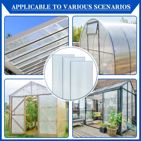 Six Piece Polycarbonate Greenhouse Panels For A Tough Double Layer Roof UV Protected And Waterproof Corrugated Plastic Replacement Cover Sized 4 By 2 Feet 0.24 Inch Thick Built To Last And Easy To Cut Install And Keep Plants Thriving