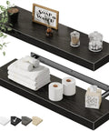 Rock Solid Two Pack Wall Mounted Shelves 23.6 Inch Long MDF Shelves With Steel Brackets 9.3 Inch Depth 1.5 Inch Tall Black Finish