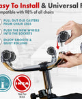 Replacement Chair Wheels Set Of 5 Dual 2 Inch Soft Casters For Hardwood Floors Vinyl Tile And All Floor Surfaces being installed