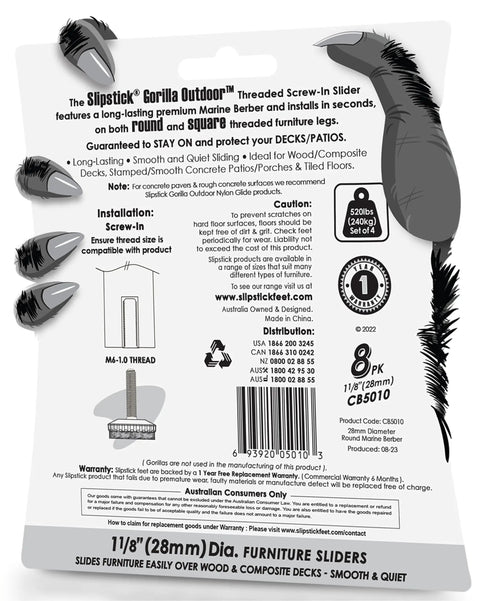 Heavy Duty Adjustable Furniture Levelers For Indoor And Outdoor Use Kick The Wobble Out Screw In Leg Glides All Season Durable For Tables Chairs And Decks Rock Solid Easy Install pack of 8 with installation instructions.
