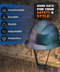 Full Brim Non Vented Hard Hat With Color Weave Carbon Fiber Design Gloss Finish OSHA Approved Helmet With 6 Point Suspension