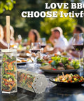 Rolling Grill Basket With Removable Beech Wood Handle 304 Stainless Steel Construction Nesting Grill Gear with vegetables inside