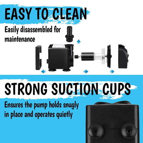 Ultra Quiet 400GPH Submersible Pump 25W High Efficiency Water Pump 1500 Liter Per Hour 6.56 Feet Lift With 3 Nozzles Easy to Clean Design