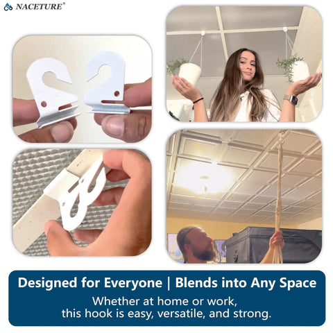 Heavy Duty Drop Ceiling Hooks 25 Pack For Suspended Tile Hangers Easy Install Ceiling Clips shown in classroom and office use