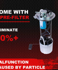 Fuel Pump Assembly With Sending Unit For 2010 2013 Chevy Silverado 1500 And GMC Sierra 1500 V8 4.8L 5.3L 6.2L Flex Fuel Replaces E4005M FG1057 19257093 No Pressure Regulator Included with pre-filter shown.