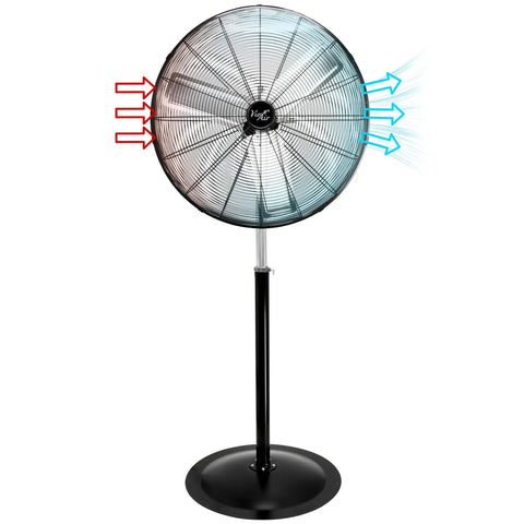 30 Inch Industrial Heavy Duty Pedestal Oscillating Metal Stand Fan With All Metal Construction Powder Coated Rust Resistant Finish