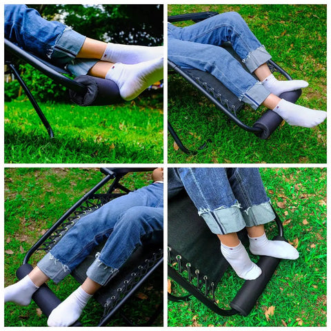Two Pack Zero Gravity Chair Foot Rest Cushions For Outdoor Recliners, Anti Gravity Folding Lounge Footpads, Black Set Of Two