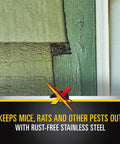 Rodent Proof Fill Fabric Kit For Large Gaps With Inspection And Fit Tool Stainless Steel Wool stops pests in wall gap