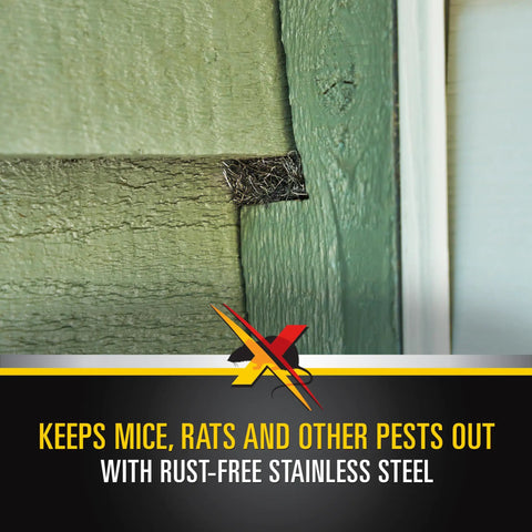 Rodent Proof Fill Fabric Kit For Large Gaps With Inspection And Fit Tool Stainless Steel Wool stops pests in wall gap