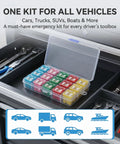 Road Ready 30 Piece Automotive Cartridge Fuse Assortment Kit 20 To 60 Amp Box Shape in toolbox with tools.