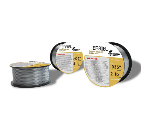 ER308L Pro Grade Stainless Steel MIG Welding Wire.035 Inch Diameter 2 Pound Spool Silver For All Positions in packaging
