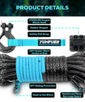 Beefy Heavy Duty 5/16 Inch 50 Foot Synthetic Winch Rope Kit With 12000 Lbs Break Strength, Protective Sleeve, and Hook
