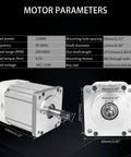 1100W AC Servo Motor Kit For CNC Machines 110V 1.1KW motor with dimensions and specifications chart.