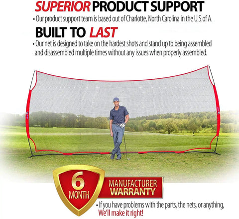 20x10 Ft Sports Net Backstop With 200 Sq Ft Coverage Multi Sport Barrier Netting For Golf Baseball Soccer Basketball Lacrosse And Hockey Durable Backyard Netting For All Weather Practice with golfer on field