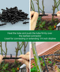 Drip Irrigation Fittings Kit For Quarter Inch Tubing, 110 Piece Set With 50 Couplings, shown in use with garden plants