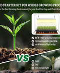 Seed Starter Kit With Grow Light Heat Mat 7 Inch Humidity Dome And 6x12 Cell Tray comparison of optimal vs poor growth conditions