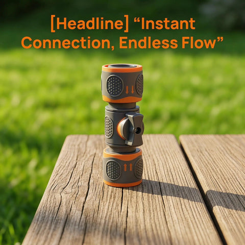 Totally Awesome Toddmomy Garden Hose Quick Connectors For 3/4 Inch Pipe, Effortless Male And Female Fitting No More Threading Hassle While Washing The Car Or Watering Plants In Style Today. gray PVC hose quick connector set on wooden table