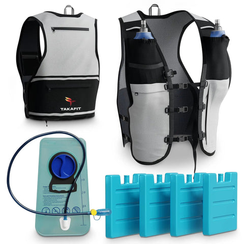 Trail Running Hydration Vest For Men And Women With 2 Water Bottles Bladder Pocket Ice Packs Reflective Gear