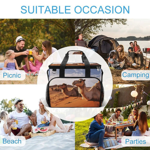 Desert Rest Small Cooler Bag For Men And Women, Insulated Lunch Tote With Foil Lined Interior, ideal for outdoor activities displayed in collage