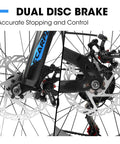Close-up of dual disc brakes on Fat Tire Mountain Bike For Kids 20x4 Inch With Dual Disc Brakes Suspension Fork 7 Speed All Terrain MTB