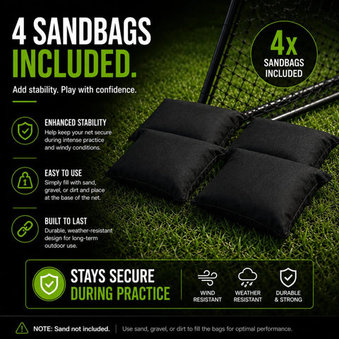 Compact Golf Practice Net with Steel Frame and Side Net Protection including 4 sandbags for stability during indoor or outdoor use