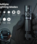 Beastly Bright 3800 Lumen Tactical Flashlight With Dual Switch showcasing multiple lighting modes on black glove