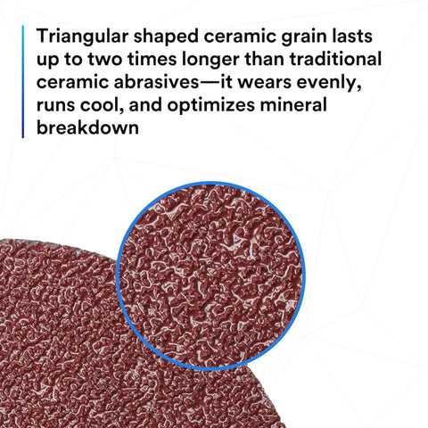 Close-up of Cubitron II Fiber Disc 36 Plus Grade Coated Ceramic Brown For Heavy Duty Metal Grinding texture with ceramic grains