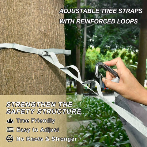 Adjustable tree straps with reinforced loops for Vintage Bathtub Camping Hammock, Ultra Lightweight And Portable