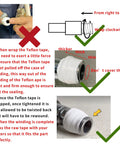 Instructions on wrapping Teflon tape correctly on a pipe fitting for secure sealing and proper application details.