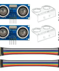 Two Pack HC SR04 Ultrasonic Sensor Modules For Arduino R3 Mega 2560 Nano Duemilanove Compatible Distance Measuring For DIY Robots And Hobbyists With Easy Plug And Play Setup For Obstacle Avoidance And Safe Distance Sensing Great For Beginners