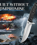 Fixed Blade Knife With Sheath For Outdoor Use Fire Forged High Carbon Steel Razor Sharp Edge Hand Finished Toughness