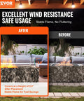 Comparison of fire pit with and without Glass Wind Guard For Fire Pit 38 X 10.5 X 6 Inches, Rectangular Tempered Shield