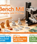All Metal Mini Milling Machine Pro Grade Build 60W 20000 RPM 3 Axis DIY Vertical Mill with metal figures on a desk