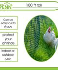 Heavy Duty 19 Gauge Metal Hardware Cloth 1/2 Inch Mesh fencing with chicken, shown in garden setting, 100 ft roll