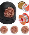 All In One Soldering Kit With Tip Cleaner, Rosin Flux Paste 0.35 Oz, Tin Lead Rosin Core Solder Wire 1.76 Oz, 3 Replacement Brass Pads