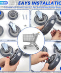 5 Inch Shopping Cart Wheels Replacement Kit Four Pack With Two Stemless And Two Stem Threaded Casters And Hardware In Blue For Retail Stores And Supermarkets Premium Quality Casters For Smooth Maneuverability Includes Locking Nuts And Bolts