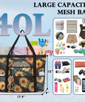 Huge Mesh Beach Bag For Women With Zipper Pocket Sandproof Pool Cruise Tote filled with items