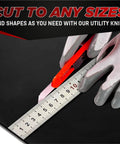 Cutting Heavy Duty Tough As Nails Neoprene Rubber Sheet Roll With Adhesive Backing One Sixteenth Inch Thick with utility knife
