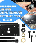 Camshaft bearing remover & installer tool for Harley Milwaukee Eight; black mounting plate holes, bolts, spacers
