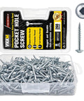 Pocket Hole Screws Kit 260 Pieces Carbon Steel Internal Square Drive Button Head Size Eight By One And Quarter Inch Zinc Coated Finish Includes Free 150mm Square Drive Bit In A Clear Storage Case For Easy Organization And Grab And Go