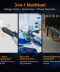 3 In 1 Pen Style Multimeter With Phase Sequence Detection And LCD Display demonstrating voltage test and phase detection in use