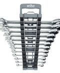 Pro Grade 12 Piece Inch Ratchet Wrench Set With Quick Turn Handles, shown from top in chrome finish, in carrying case.