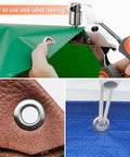 Heavy Duty Grommet Tool Kit With Eyelet Plier Handheld Puncher Set Includes Five Hundred Silver Three Eighths Inch And Ten Millimeter Grommets