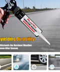 Heavy Duty Gray Concrete Crack Filler Self Leveling Waterproof Sealant Fast Curing Flexible Cement Repair Patch Kit For Driveways Walkways Rock Solid Fix For Cracks Up To 2 Inches Wide Fast Cure For Diy 2 Pack 10 1 Ounce Each with caulking gun ready to apply.