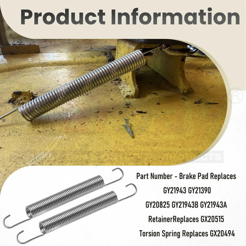 Metal torsion springs for 2 Pack Brake Pad Kit With Retainer And Torsion Springs For 42 Inch Deck Tractors And Lawn Mowers Fits L LA X Series 100 105 110 115 120 125 130 Replaces GY21943 GY20494 GY20515
